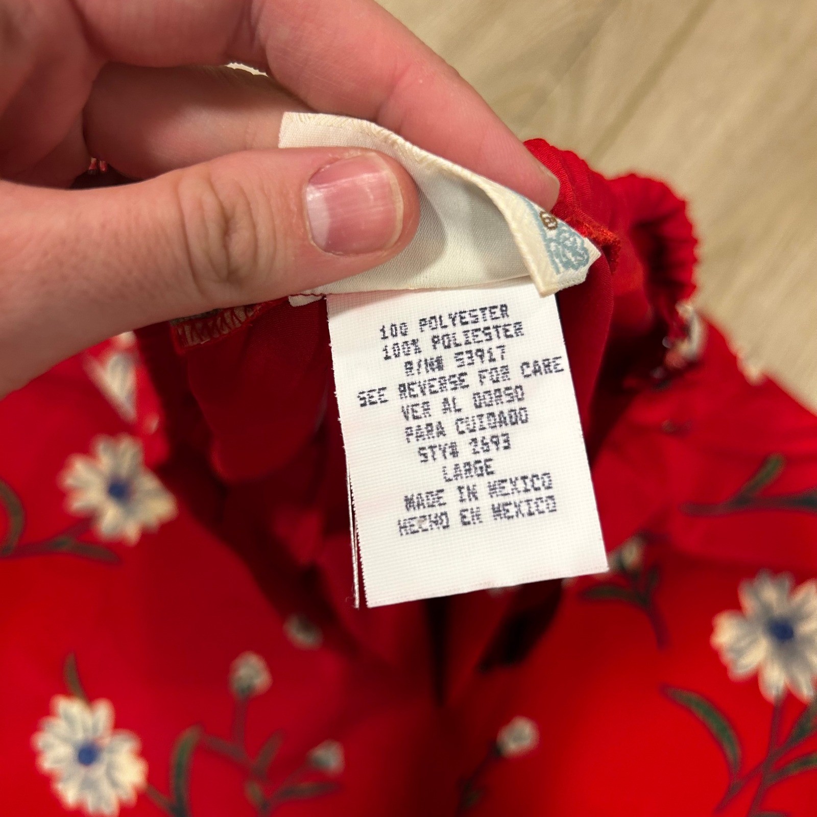 Kathy Ireland Vintage Red Floral Daisy Midi Skirt Womens Large 90s A-Line 30″