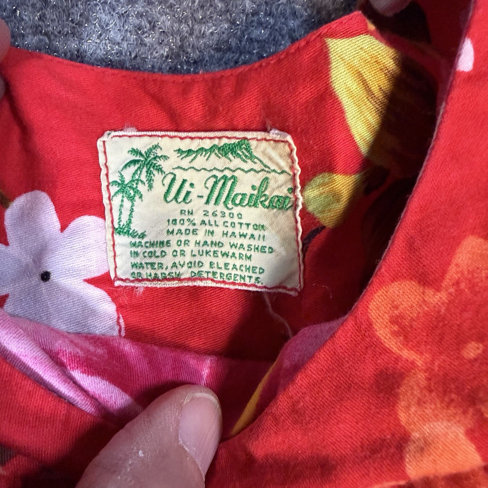 Vtg Ui Maikai Hawaiian Dress 60s Hawaii Island Print muumuu Red Floral Large
