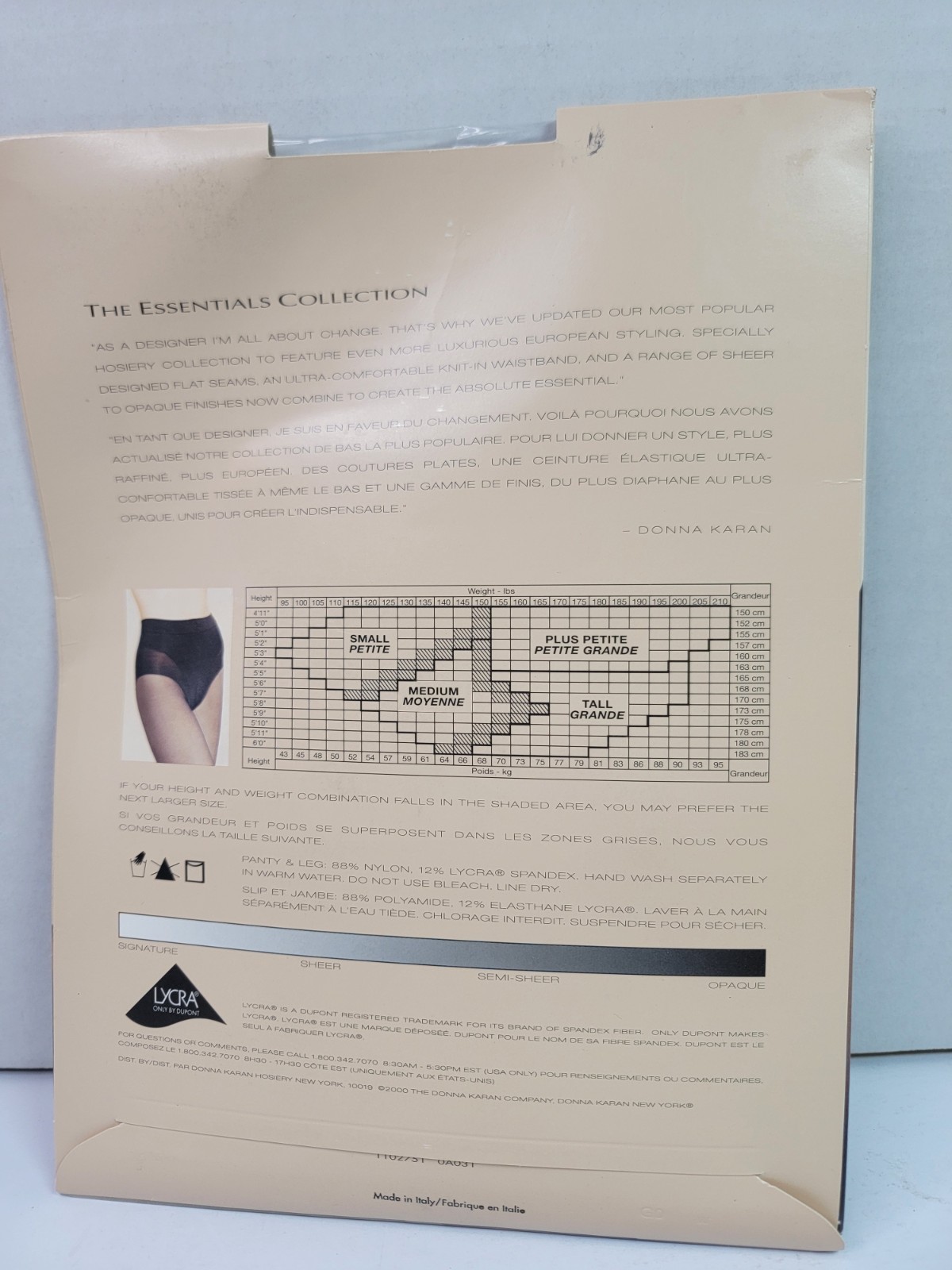 Y2K 2000s Donna Karan Signature Sheer Control Top Pantyhose Onyx Small NOS