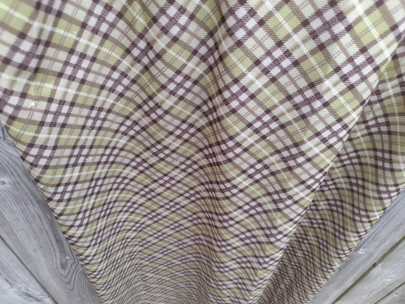 Amish Mennonite Cape Dress 36″ Bust 29.5″ Waist Retro 90s Green Brown Plaid