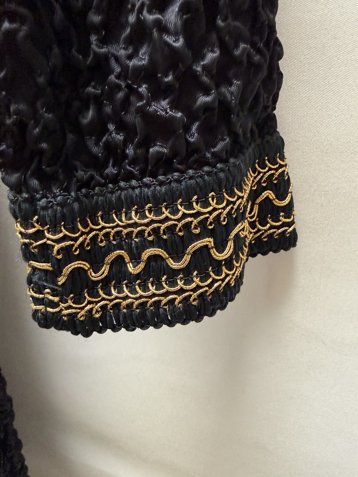 Vintage 4-U Stretch Dress XL Black Gold Beaded Made in New York USA