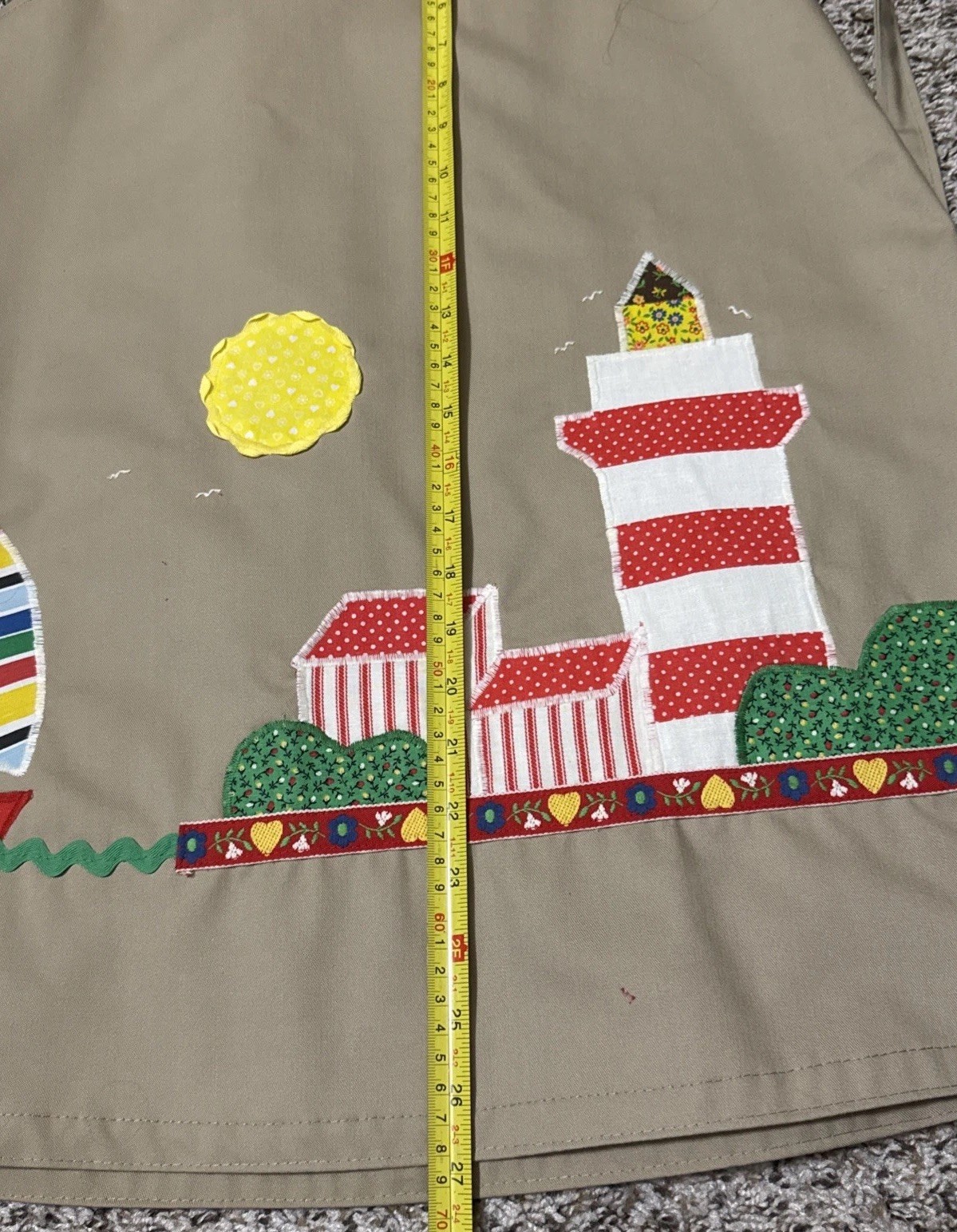 VTG Patchwork Lighthouse Skirt Khaki Cotton Wrap Threadneedle Womens Size S USA
