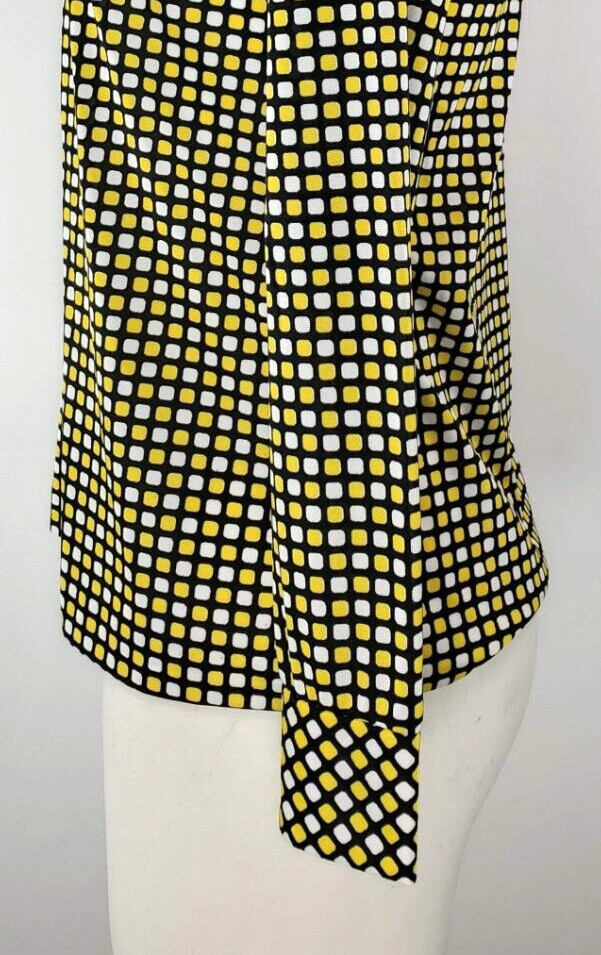 Vintage Alex Colman Top – Size 10 – Black, Yellow, & White Print