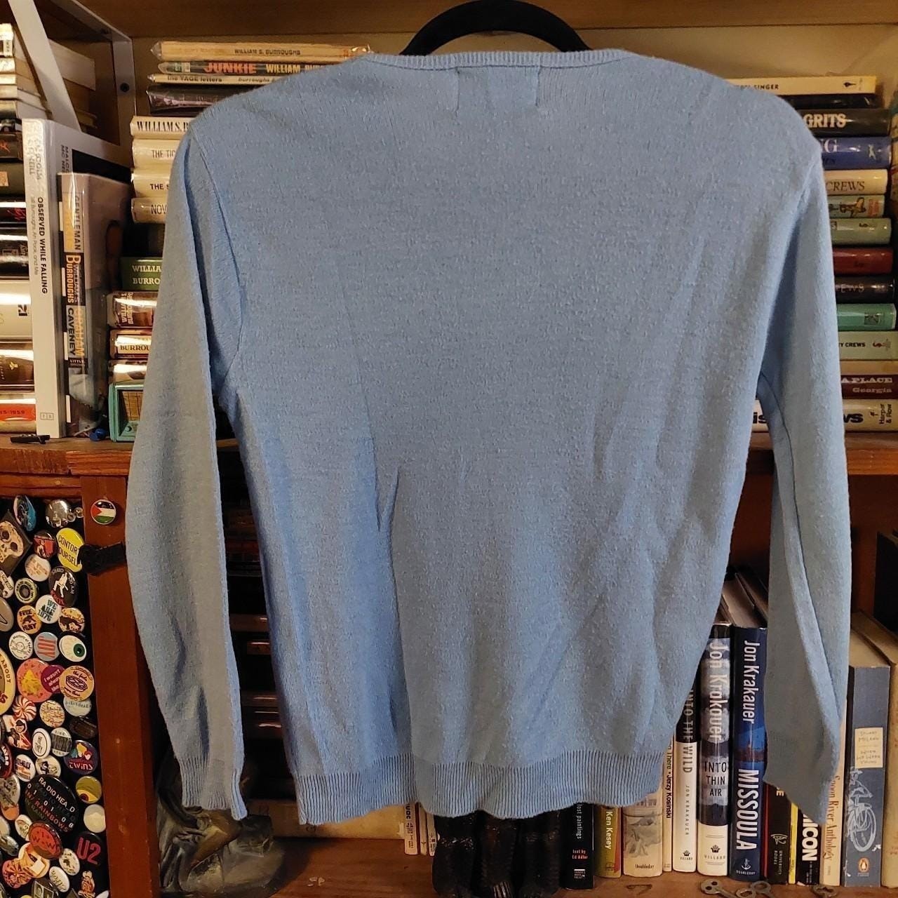 Vintage light blue V-neck sweater.