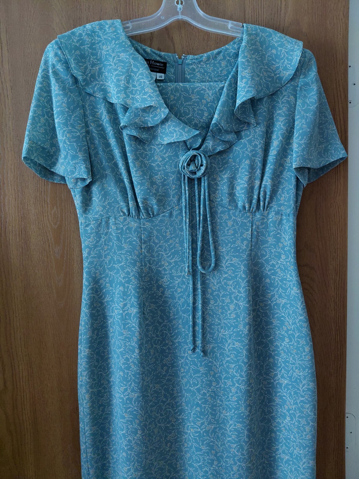 VINTAGE Teal Floral Midi Sheath Dress Cynthia Howie For Maggie Boutique sz 10
