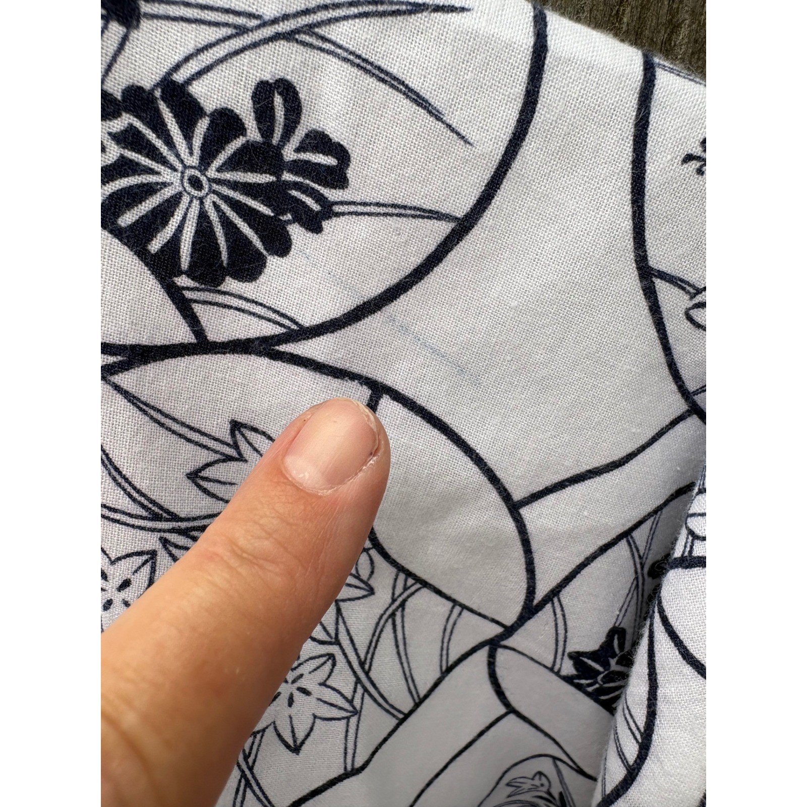 VTG Japanese Yukata Kimono Robe Navy Blue White Floral Cotton Made in Japan L