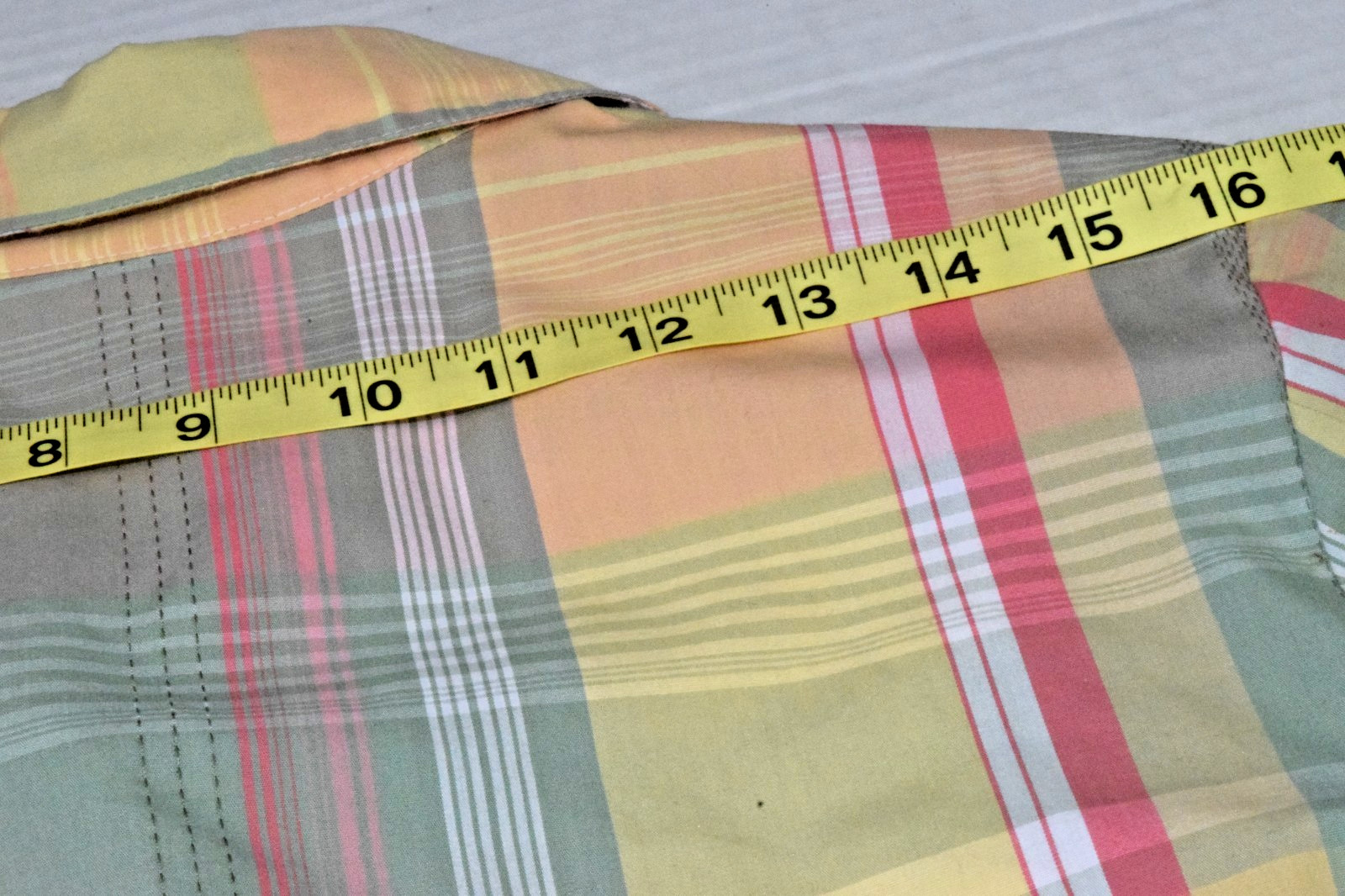 Vintage Plaid Shirt Alia Size 14 90s Button Up Pink Green Yellow Shoulder Pads