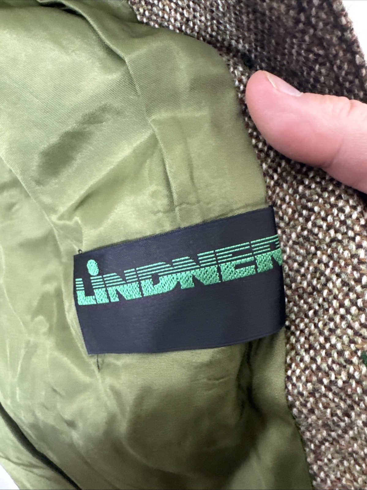Vintage Lindner Women M Tweed Wool Jacket Green Suede Trim Equestrian 70s German