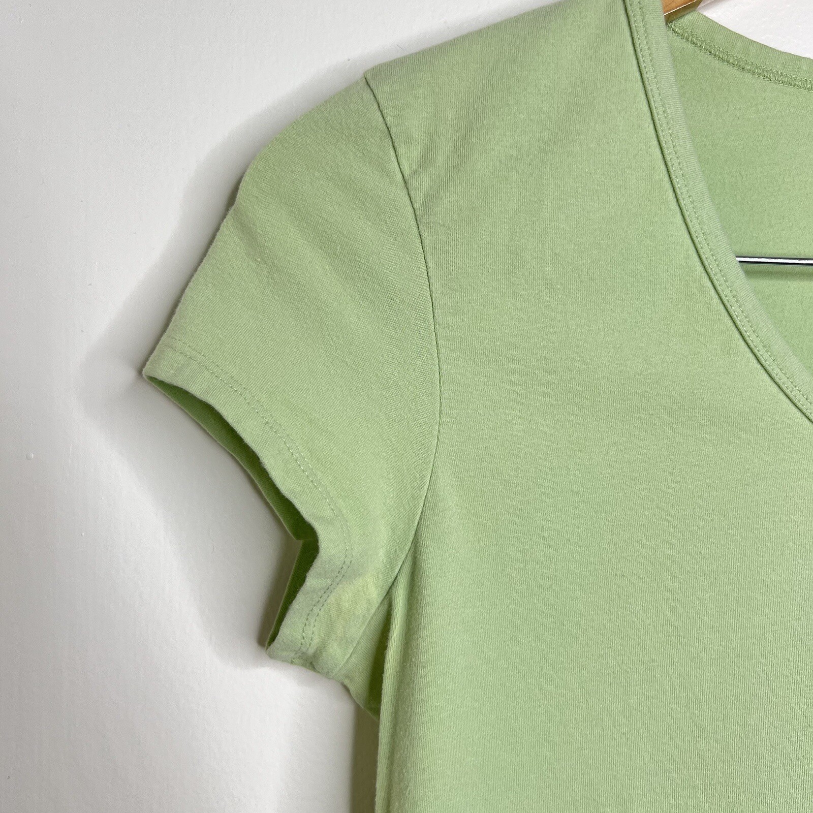 Vintage 90s Y2K Sonoma Stretch V Neck Short Sleeve T Shirt Women’s Small Green
