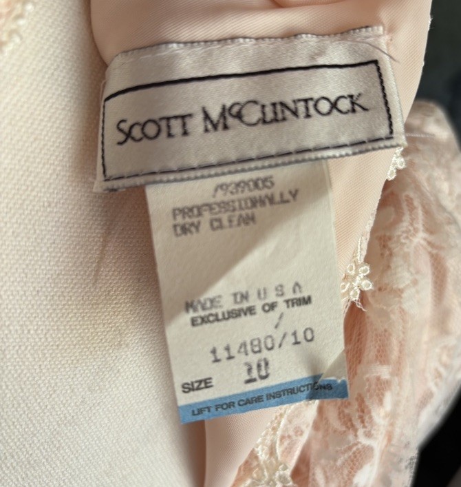 NWT Vintage Scott McClintock Blush Wedding Dress Lace Cottage Prom Prairie sz 10