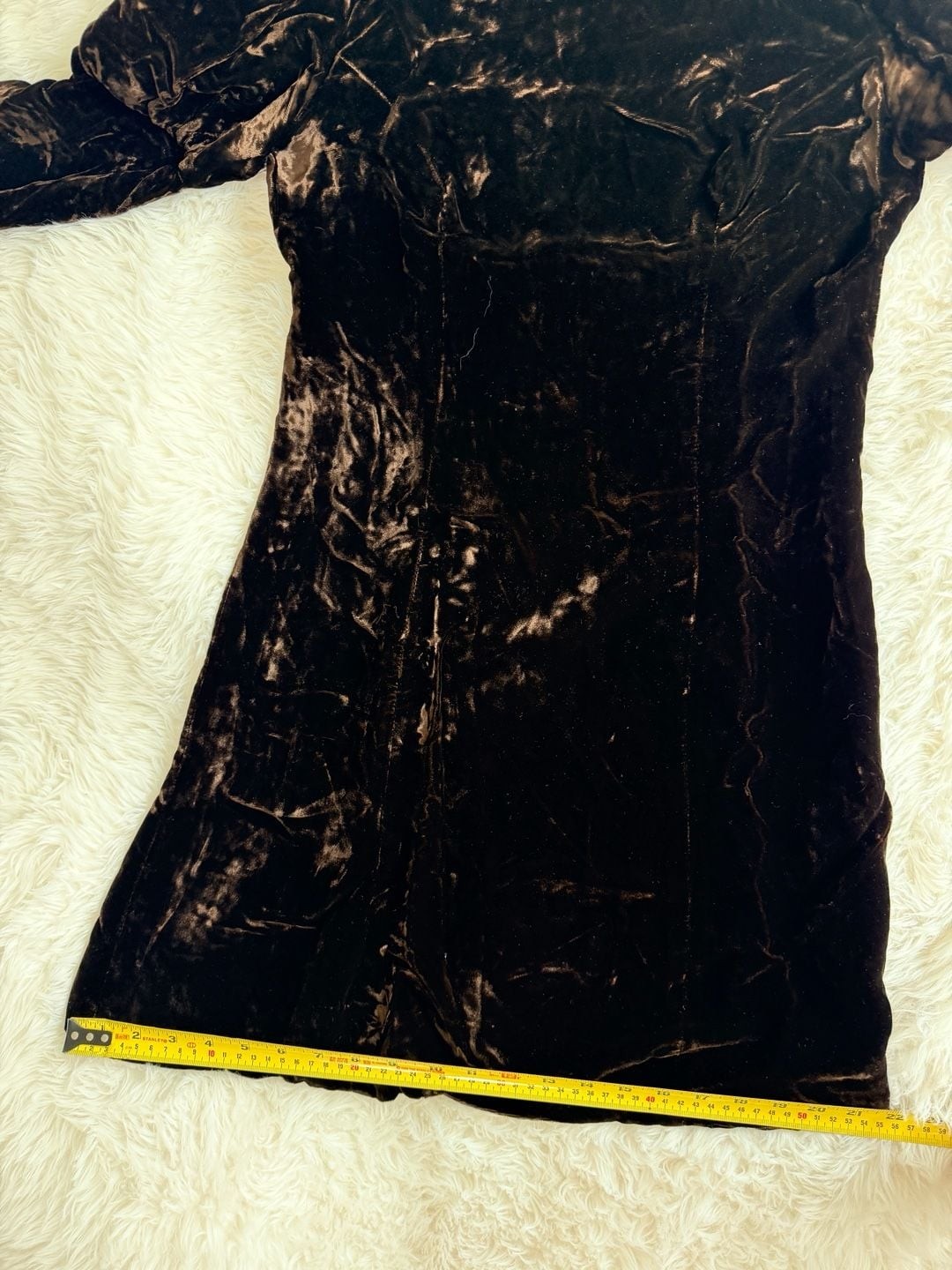 Vintage Young Edwardian by Arpeja Dark Brown Velvet Mock Neck Puff Sleeve Dress