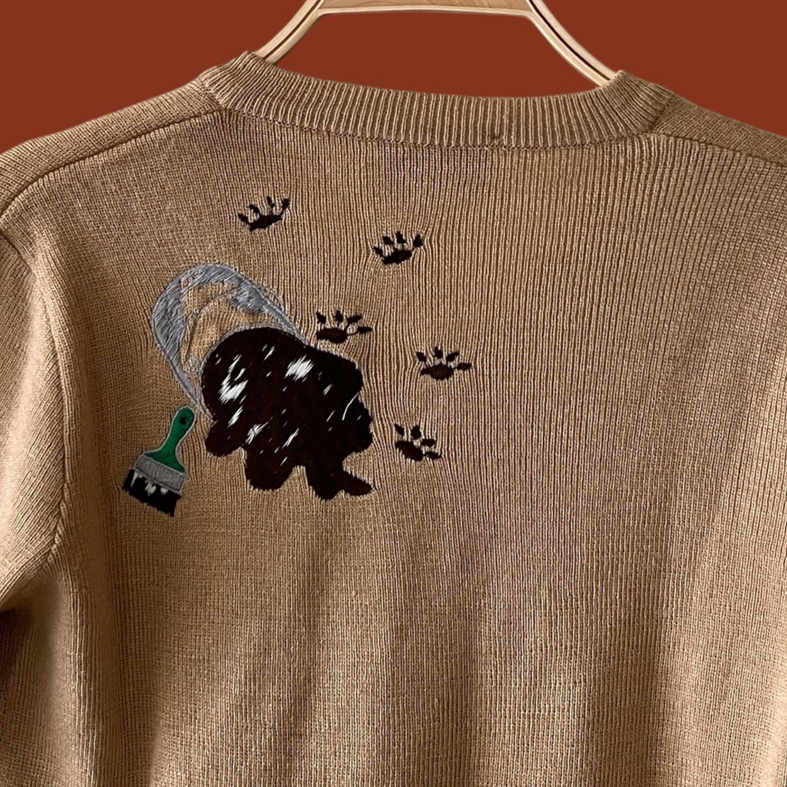 Vintage 70s Dog Sweater : Novelty, Dog Sweater, Cyn Les Shirlee Designs, Medium