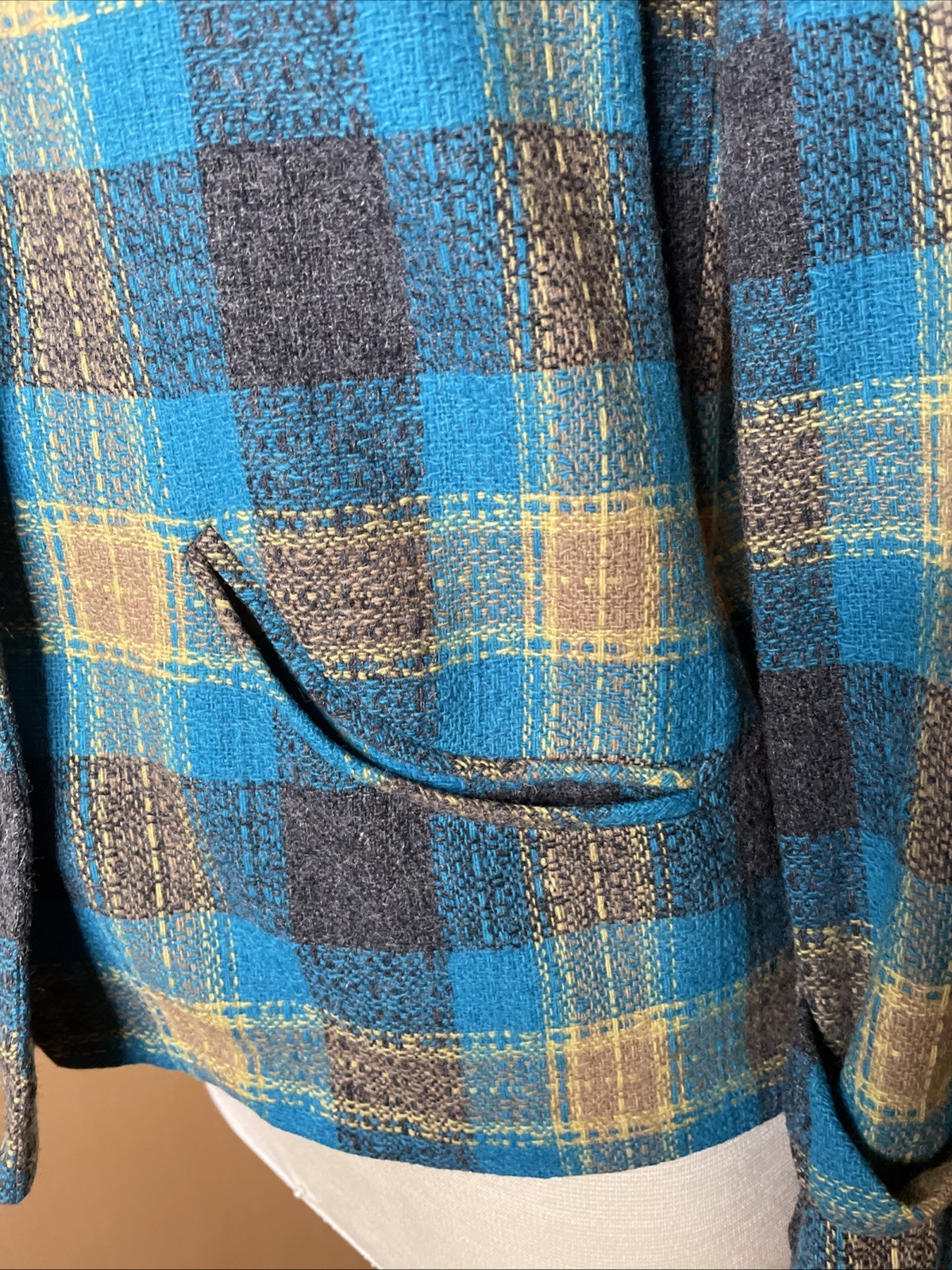 Vintage 1940s Sz S Graff Californiawear Pure Wool Plaid Shirt Jacket Chore Coat