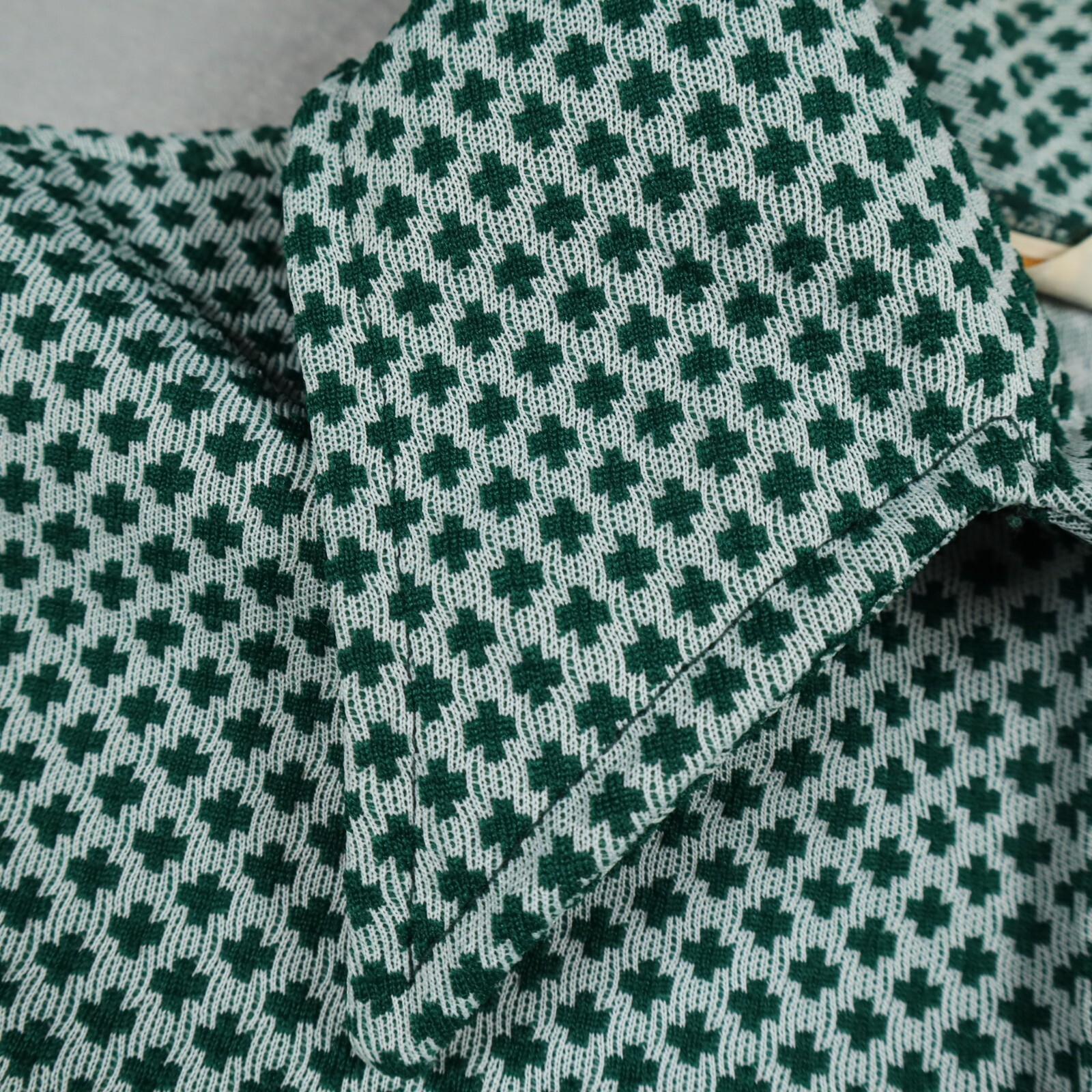 Vtg 70s MLM Mayer Lang Marquis Retro Green Geometric Button Shirt Womens Medium*