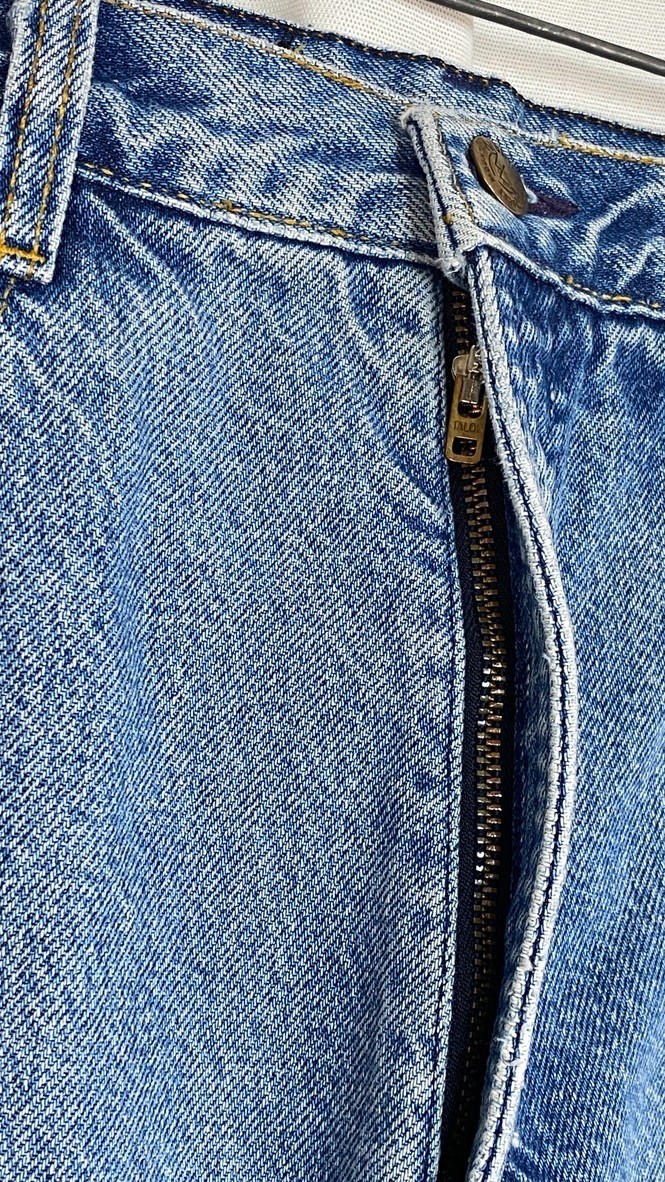 Vintage 1980s high waist jeans 25 34 side buttons ROCKY MOUNTAIN 29 blue denim