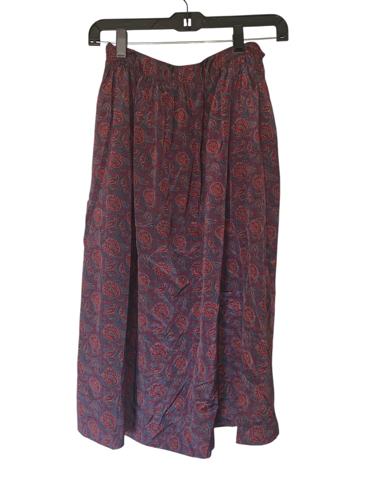 VINTAGE PRESTIGE OF BOSTON PAISLEY POLYESTER MIDI SKIRT BOHO CHIC HIPPIE Sz 10