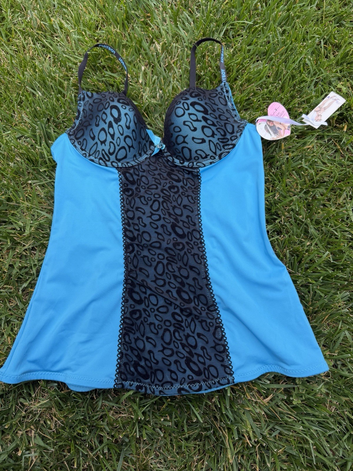 Vintage Deadstock Playboy New With Tag Cheetah Lace And Bra Adjusted Straps