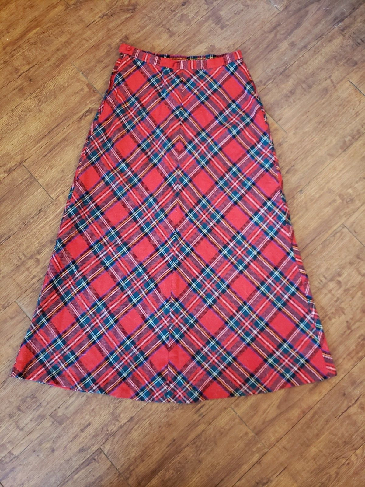 Vintage Prestige of Boston red tartan, A-line, maxi skirt size 6-8