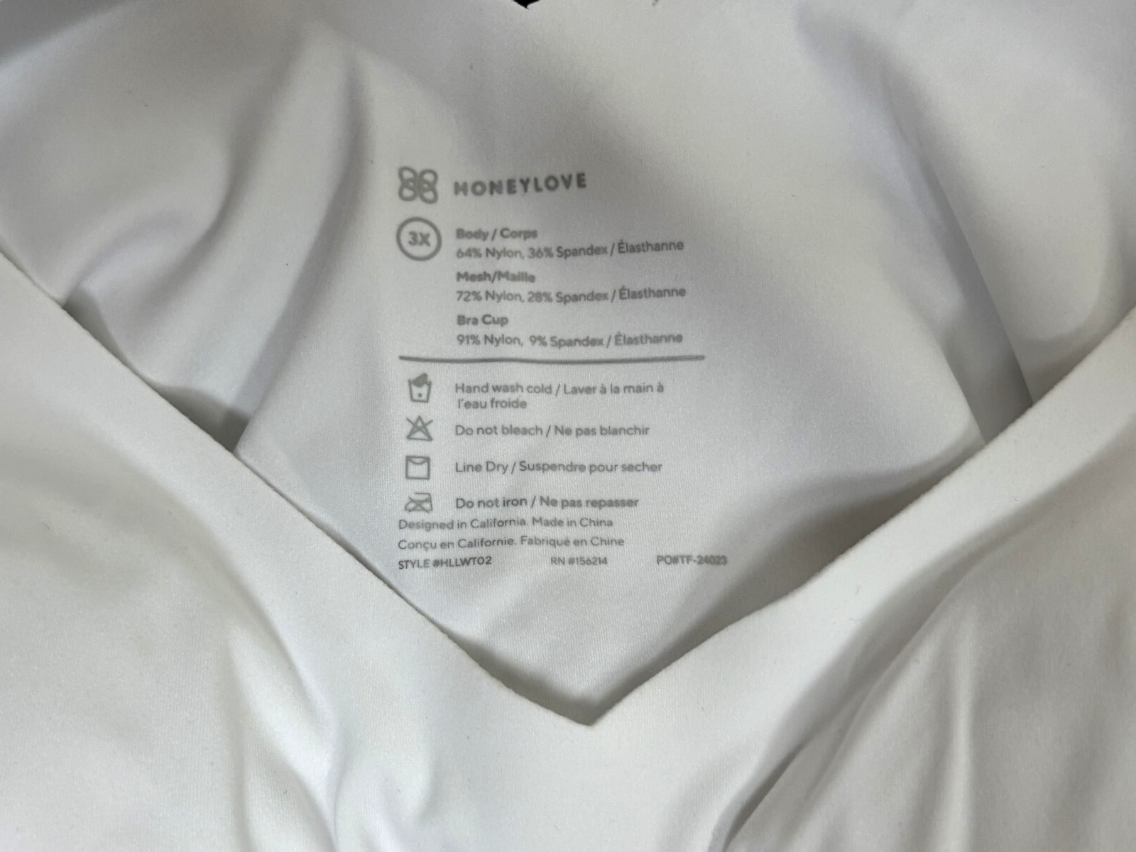 HONEYLOVE 3X White LiftWear Tank Top Shaping Cami with Pads Included NWT #425