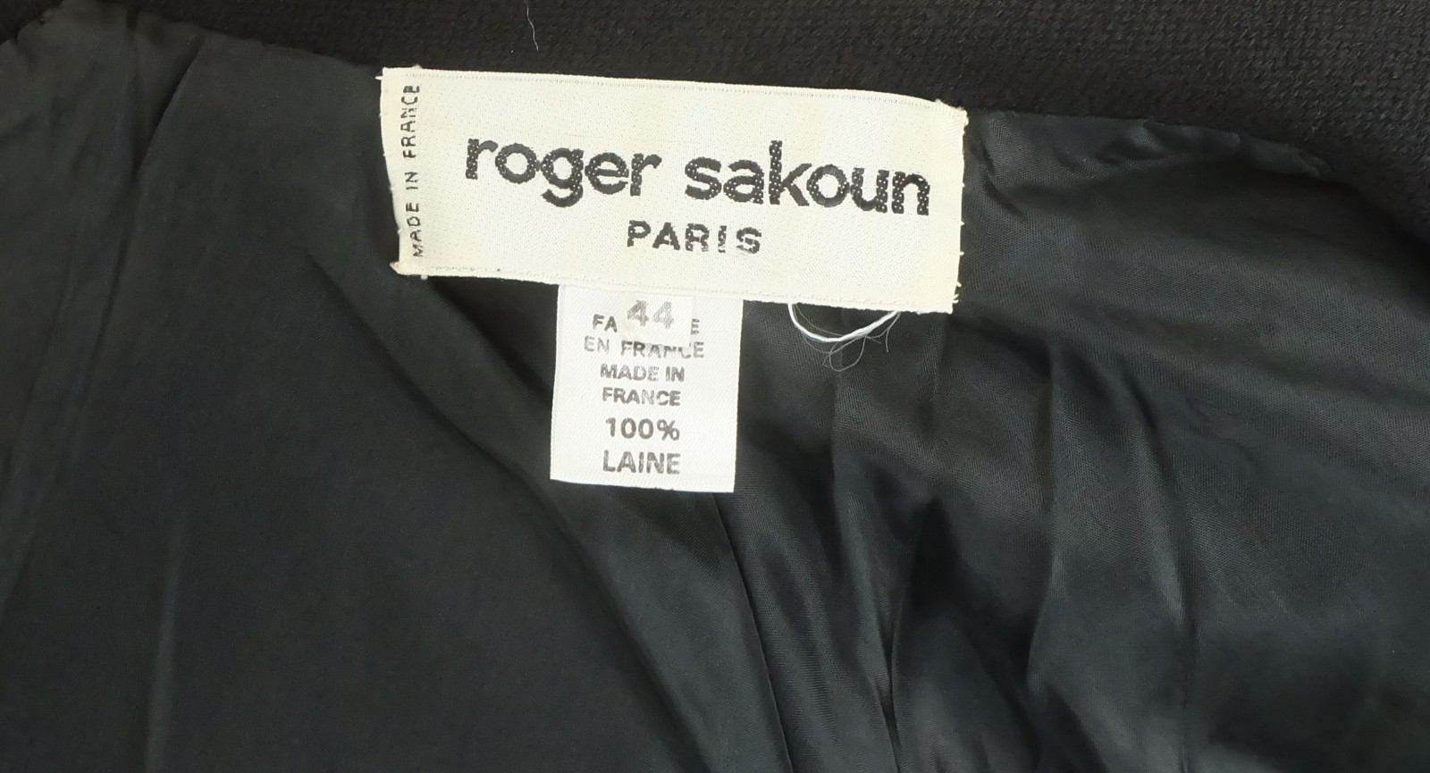 extravagant jacket roger sakoun paris 80s size M black wool fabric