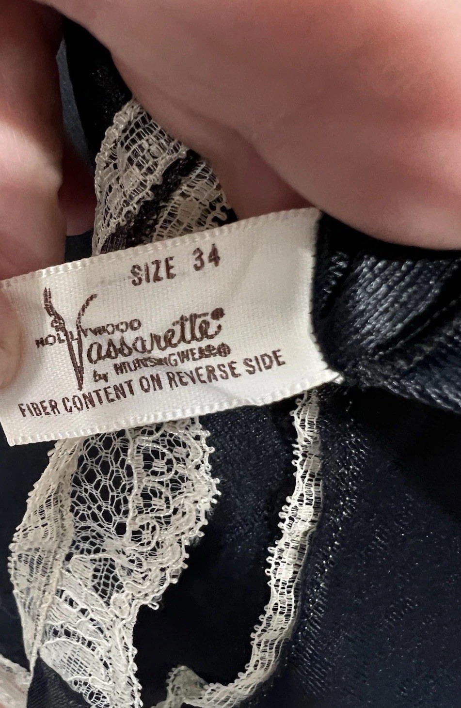 Vasarette Vintage Cami. Black Tricot with Lace 34