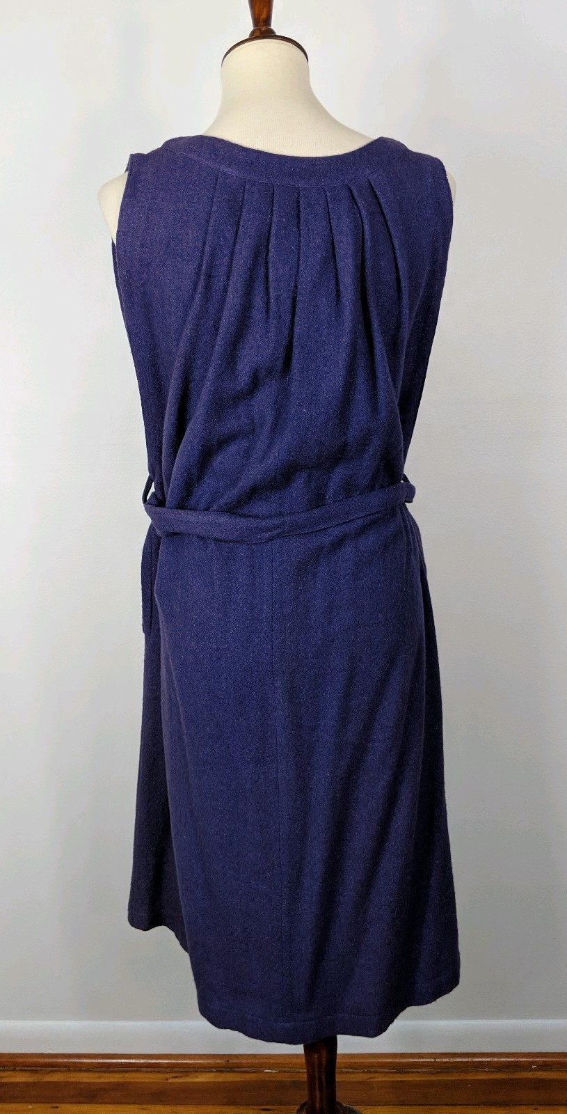 Gudule Paris Vintage Purple Sleeveless Belted Dress Wool Made in France Size 10