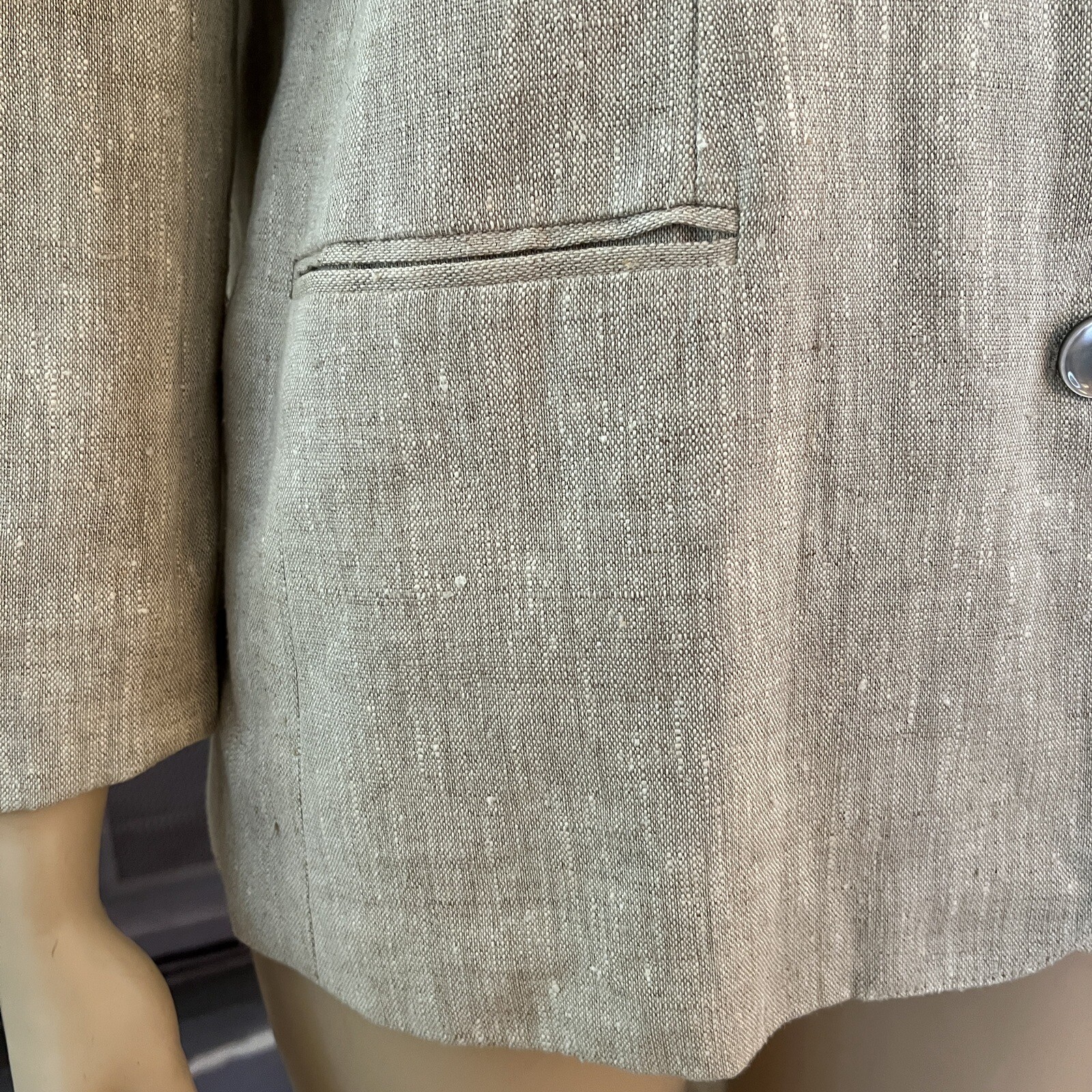 Linen Jacket Minimalist Size 16 Button Front NEW Vintage 90s Harve Bernard