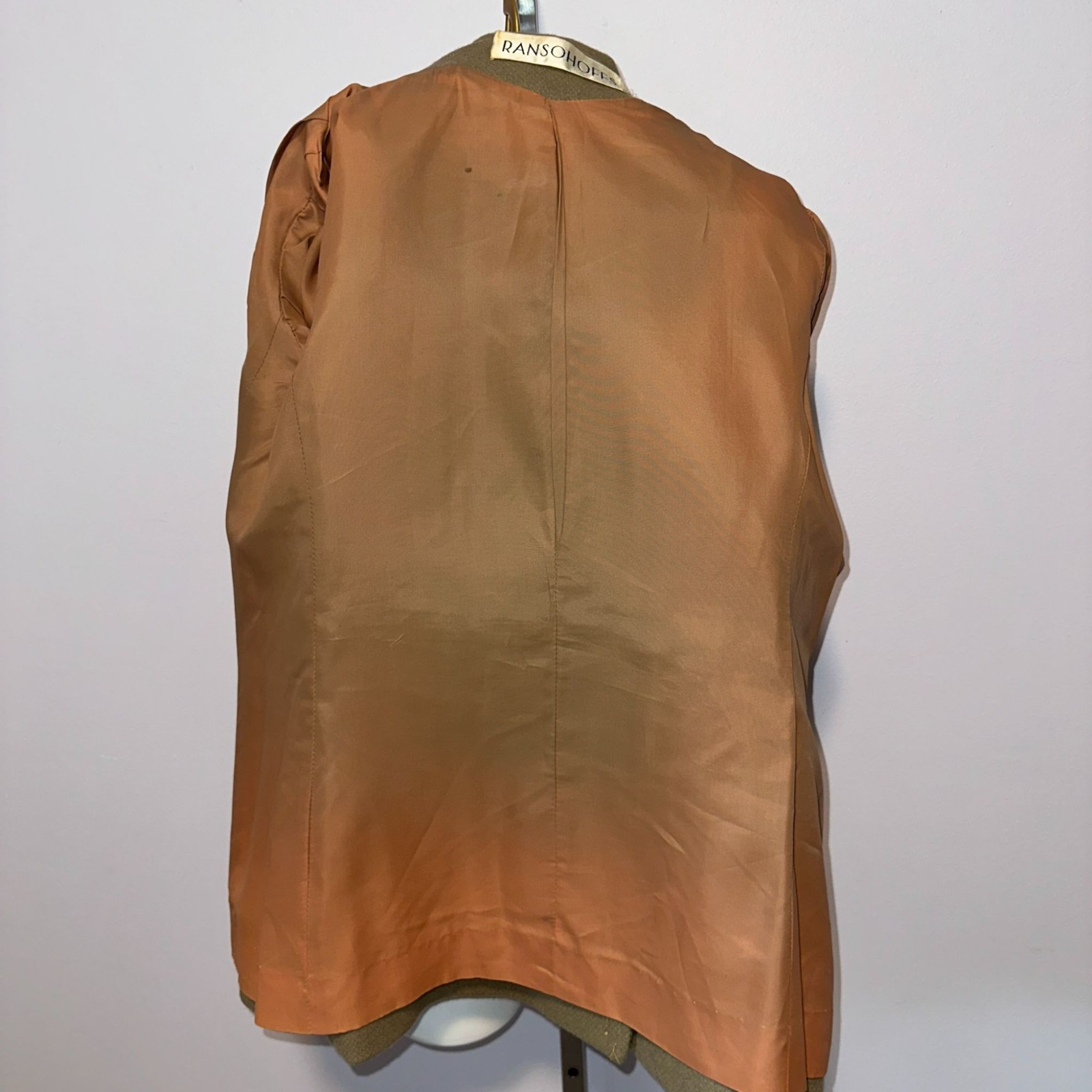 Vintage 60s Ransohoffs Wool Pea Coat Tan Khaki Double Breasted Jacket Medium