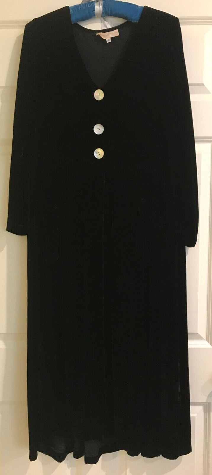 Jenny Helene Women’s Dress Vintage Black Velvet Small Long Sleeve Pocket Costume