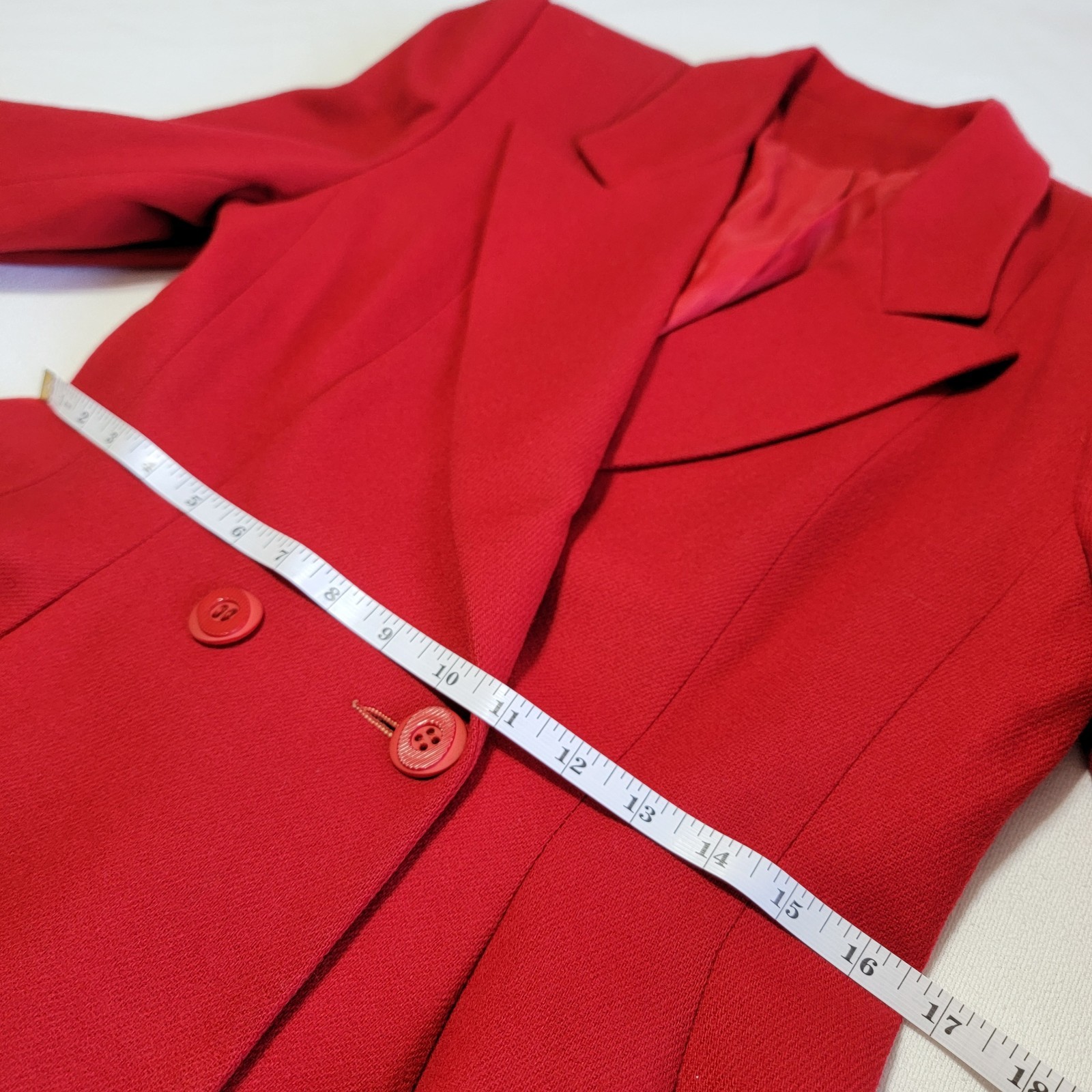 Vintage Red Double-Breasted Blazer Collared Flared Hem Women’s Size 8/S