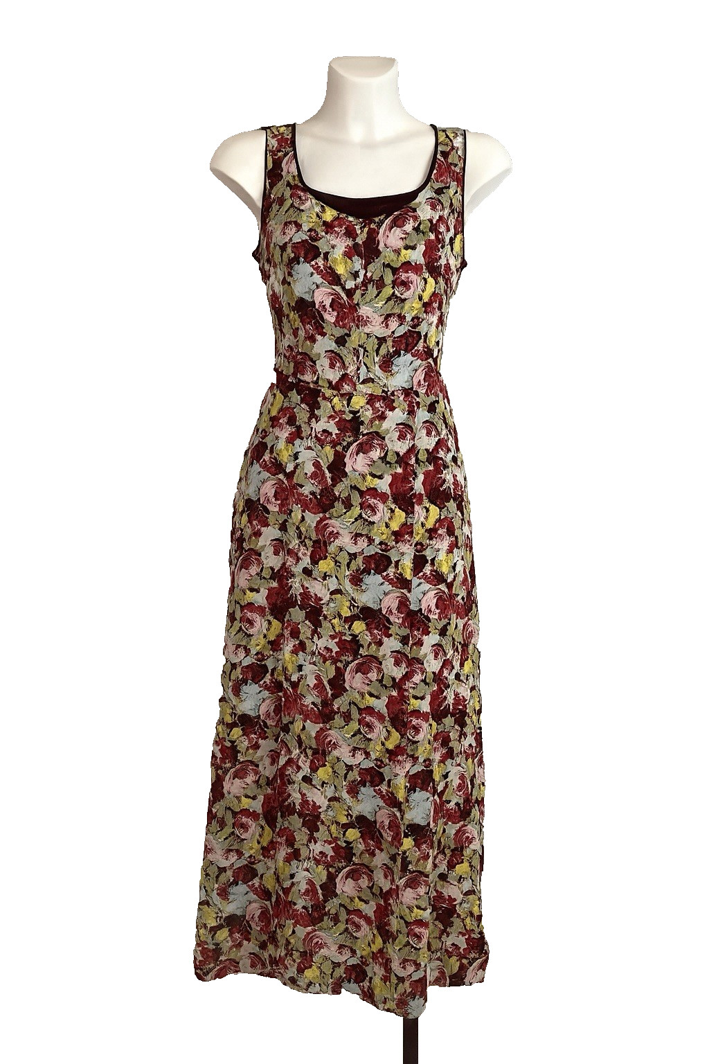 Vintage 80s CACHAREL Dress Max Sleeveless Floral Print Cotton Size 6/38