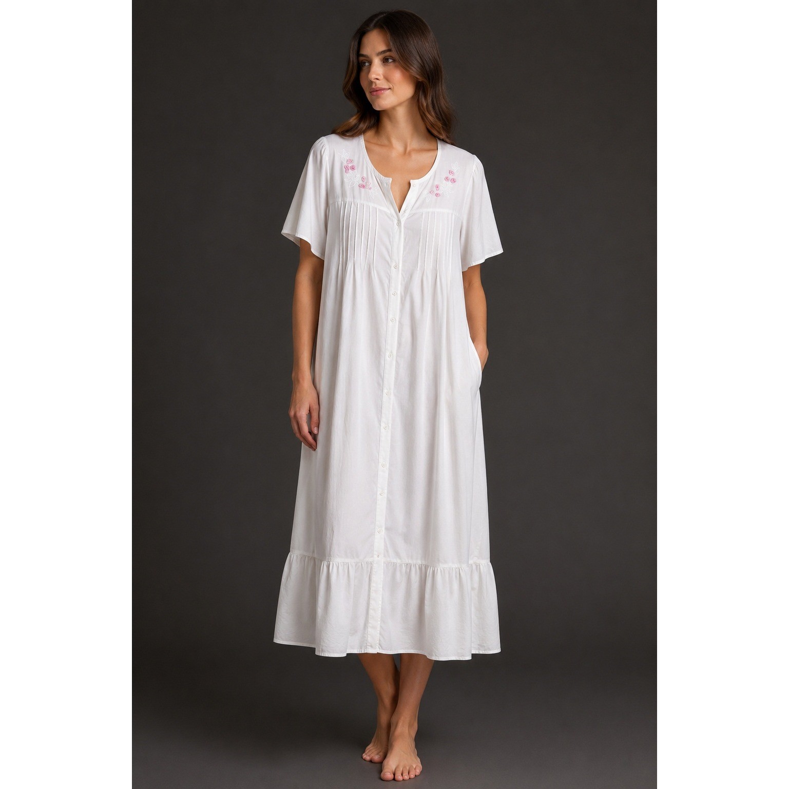 Heather Lane Nightgown House Coat Cottagecore Boho Vintage White Cotton L XL