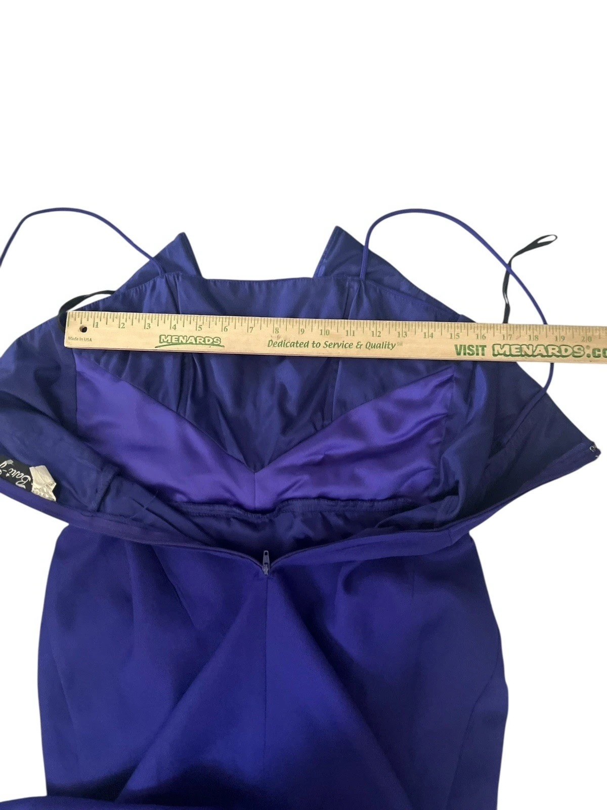 Vtg 80s Bari Jay Rhinestone Bow Party Dress 6 Made In USA Purple Sleeveless Mini