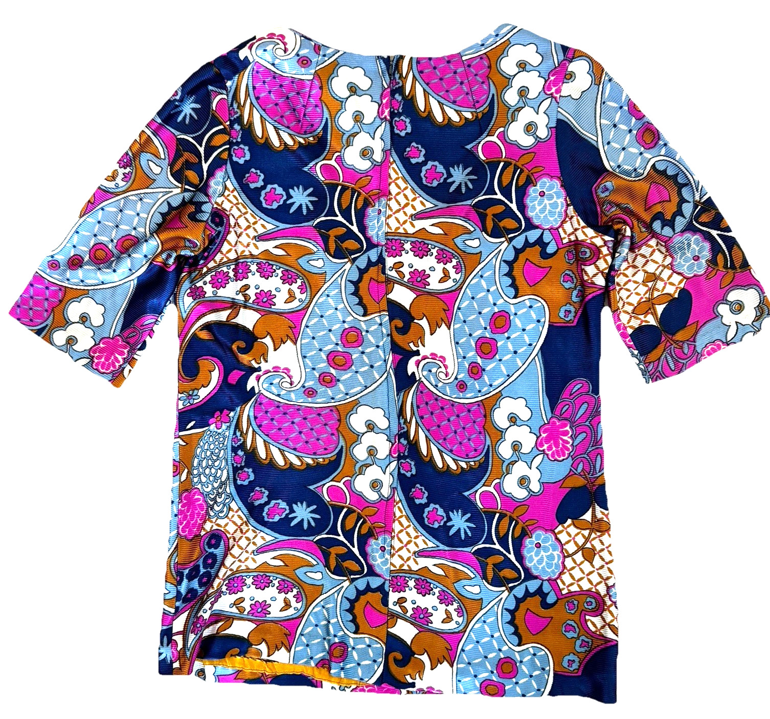 Vintage Wave Print Blouse 1960 Psychedelic Disco Retro Bold Statement Top Women