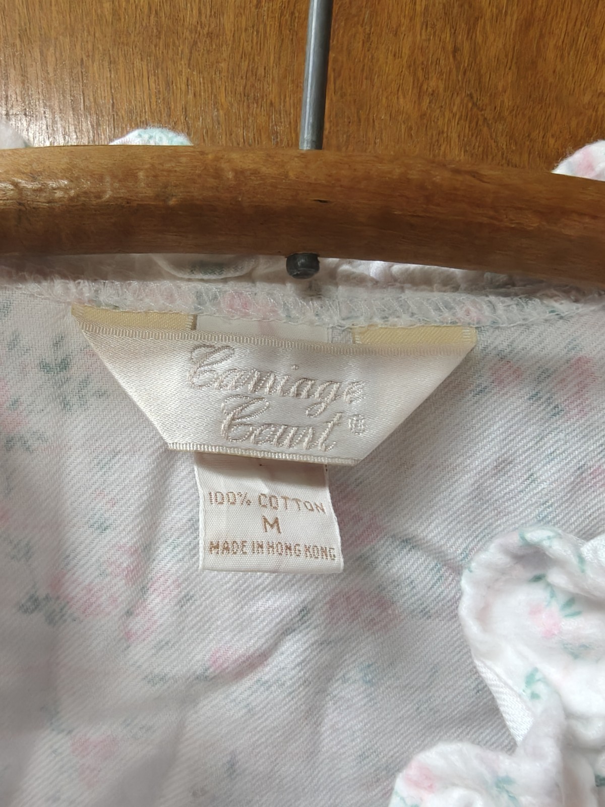 Vintage Carriage Court Robe/Nightgown Medium Ruffled Cottagecore Cotton Flannel