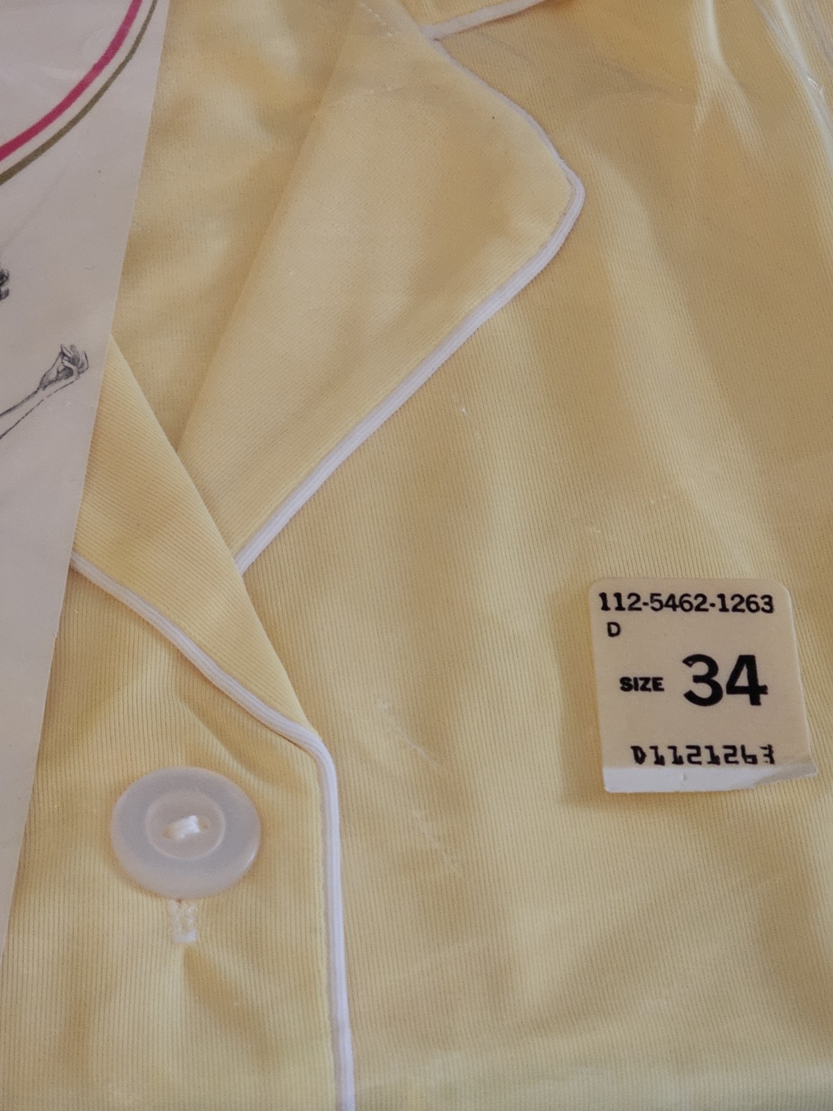 Vtg JCPenney Classic Pajama Set Sz 34 NOS 100% Nylon Antron III Yellow Tricot