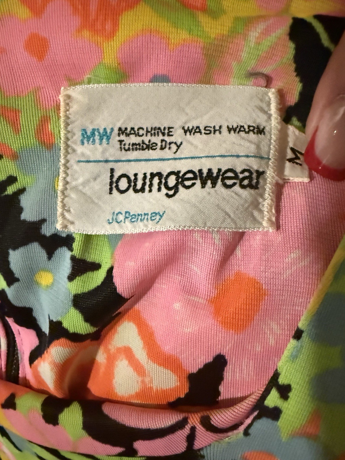 JC Penney Vintage 70’s Floral Loungewear Medium Hippie Raw Bottom Hem