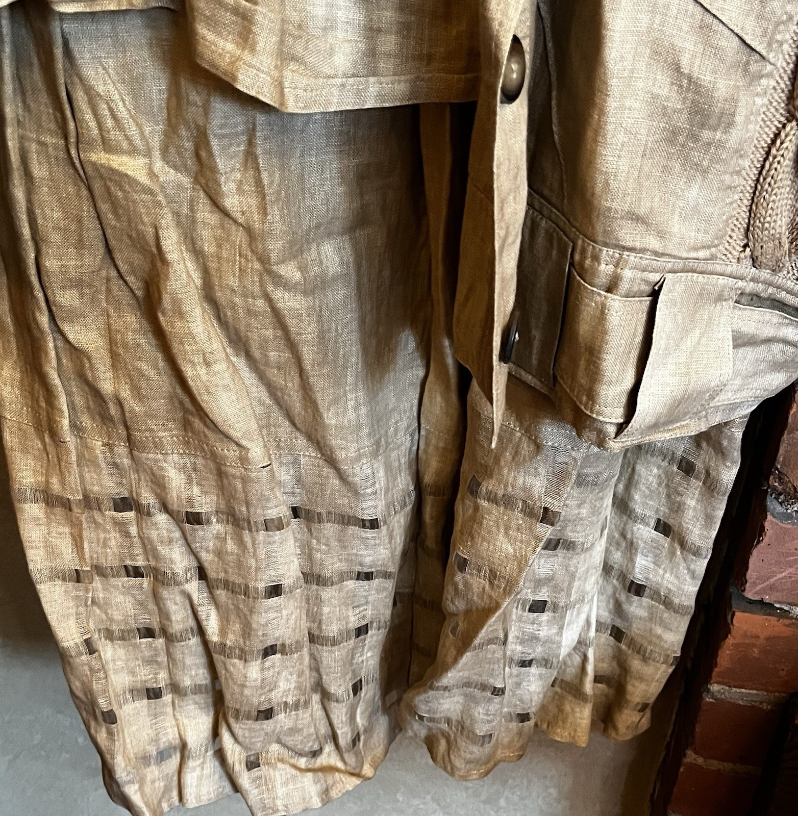 Vintage 80’s Post Modern Dino Valiano Women’s 3 Piece Cotton Tan Outfit D 38