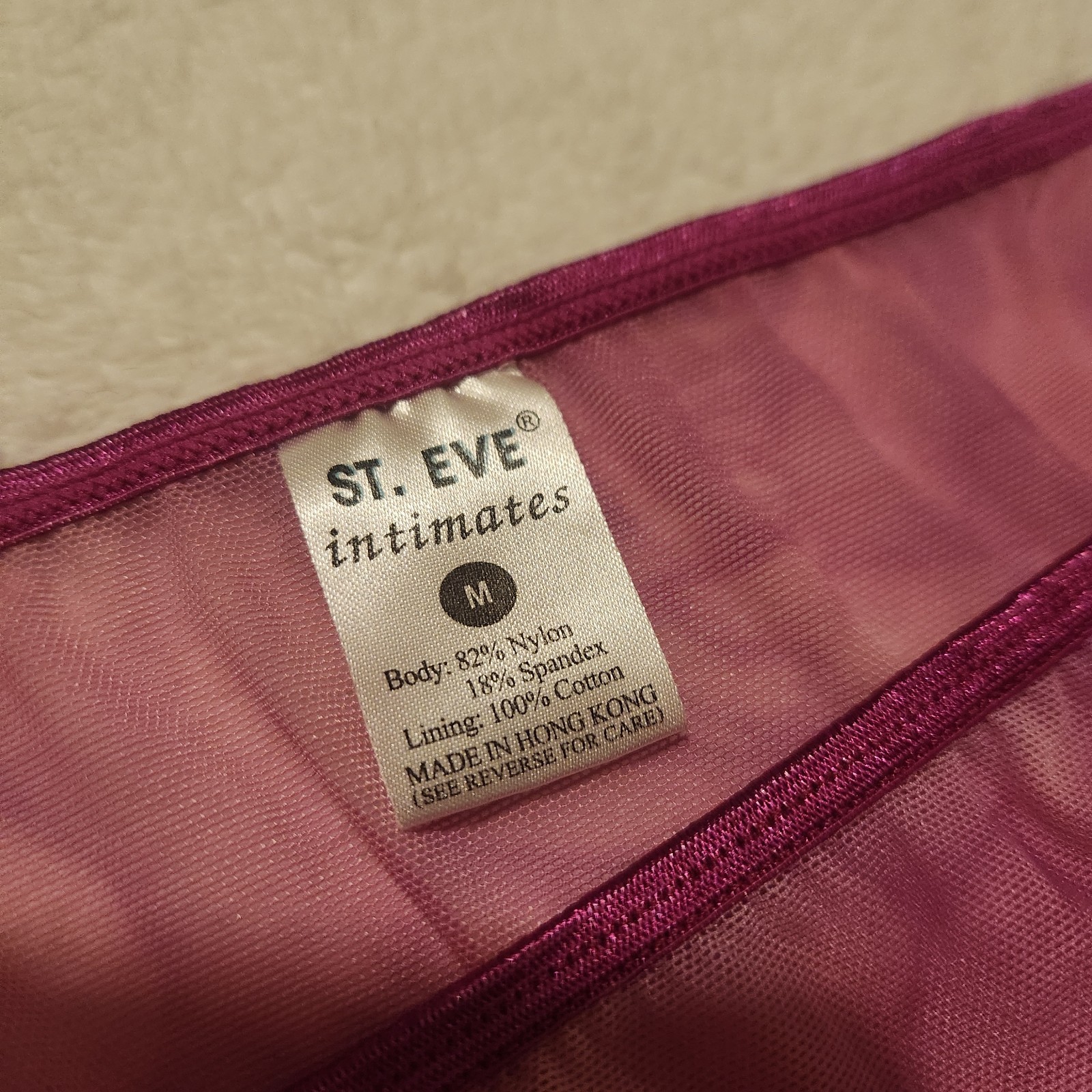 Y2K Vintage St. Eve String Bikini Panties Underwear Sheer Mesh Med Pink Purple