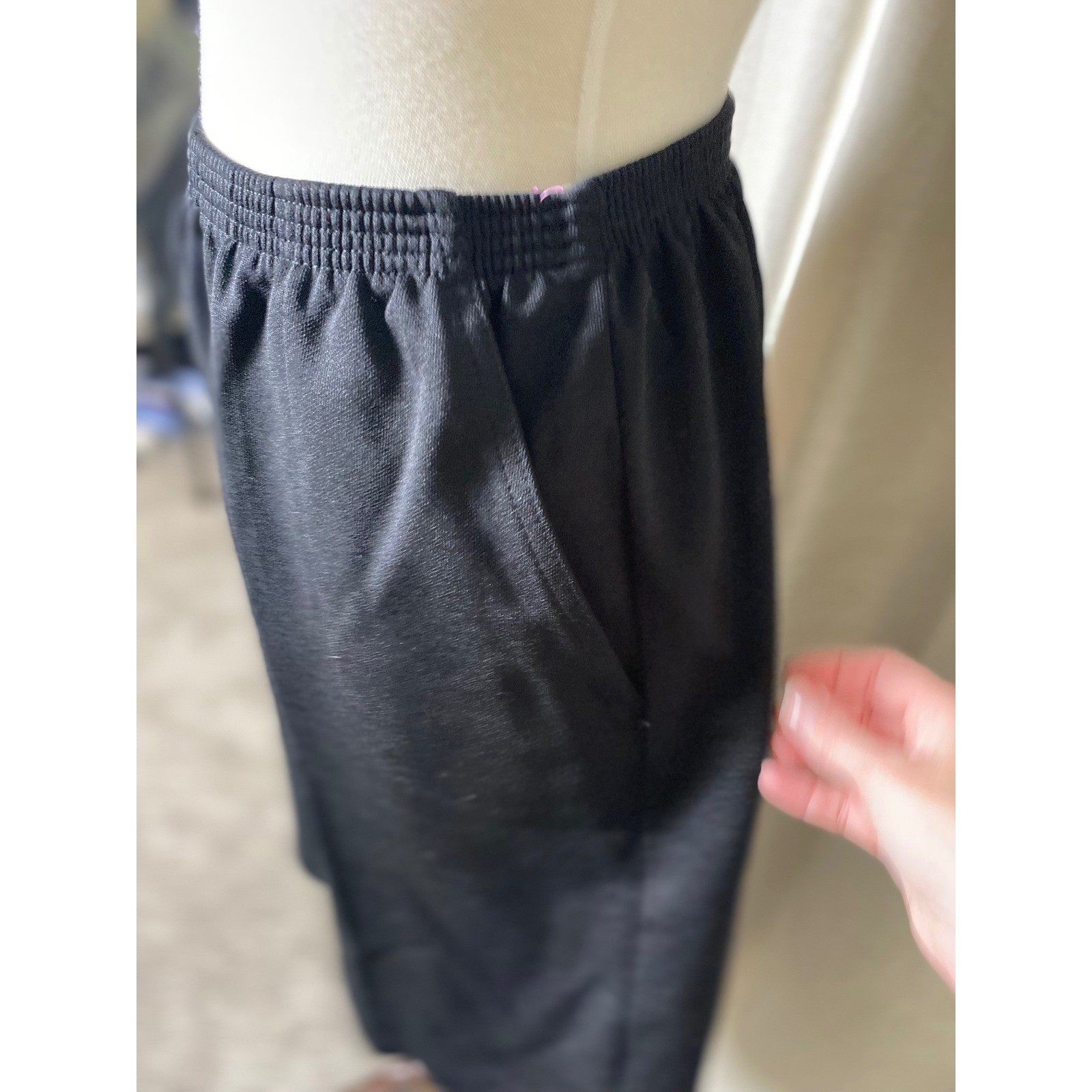 Vintage 70s Black High Waisted Culotte Shorts Elastic Waist Wide Leg Pockets