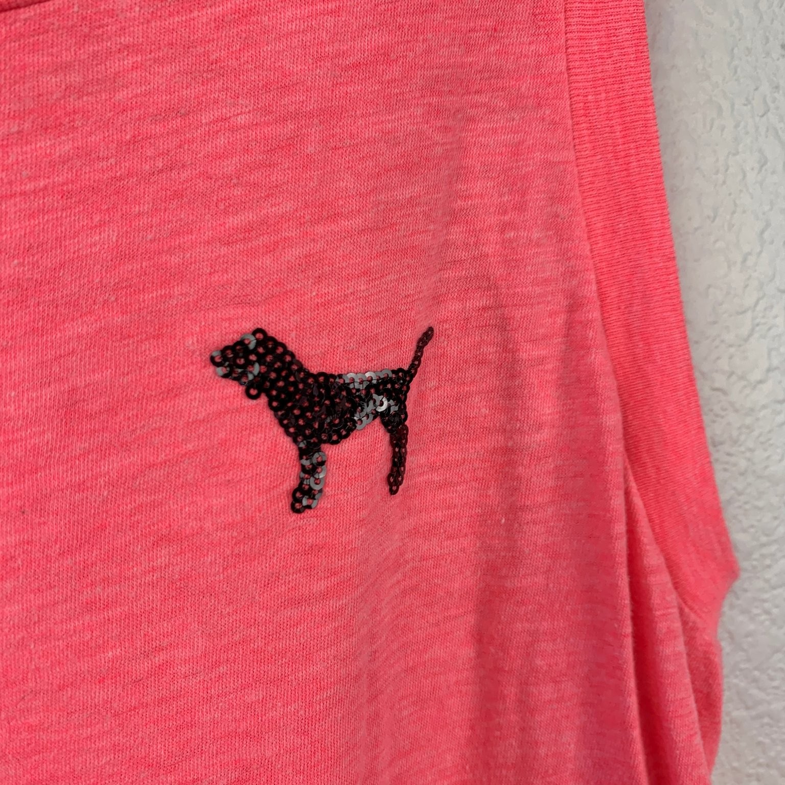 Y2K PINK Victoria’s Secret Sequin Logo Tank Top Women’s S Neon Pink