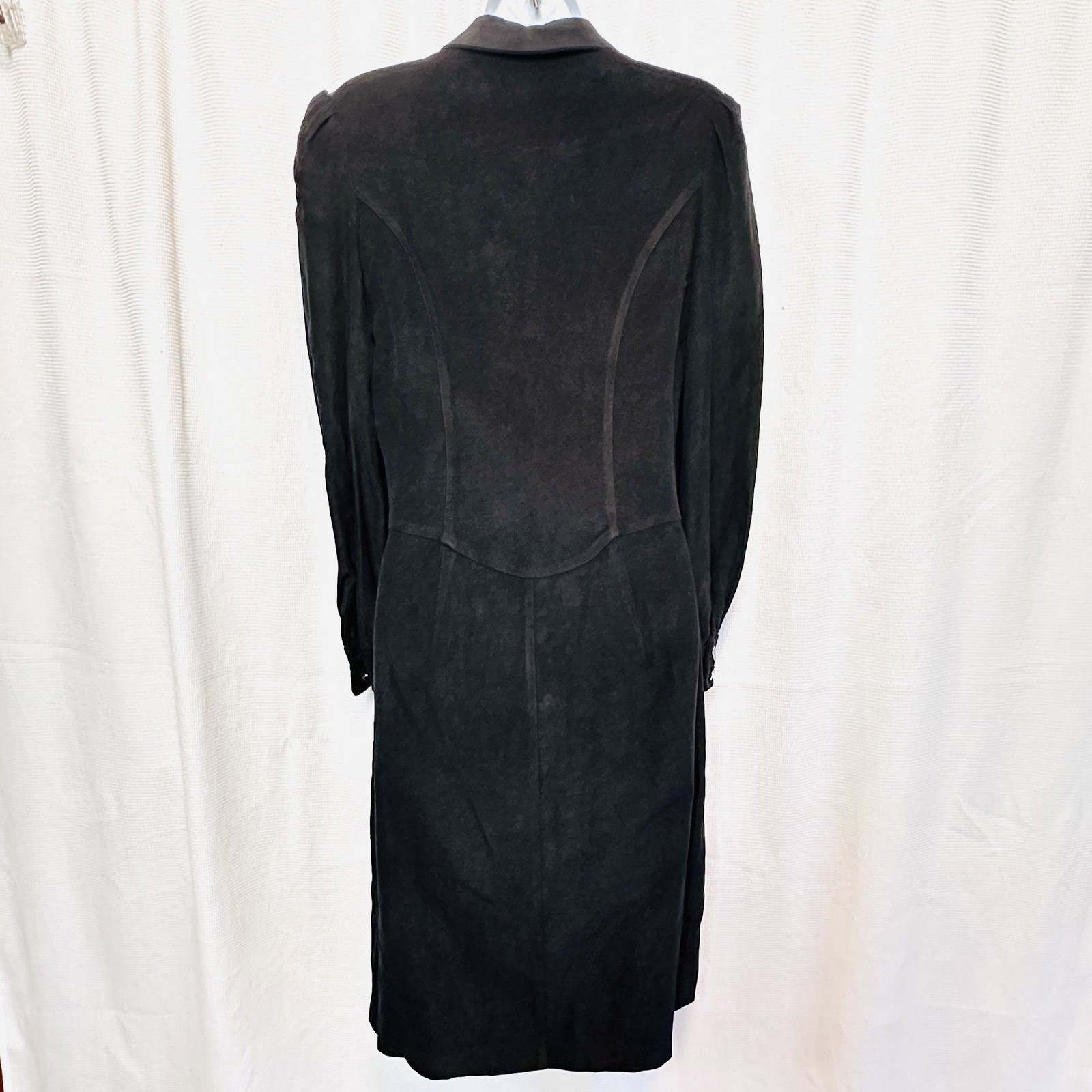 Betsey Johnson Vintage Black Long Sleeve Button up Maxi Dress Size 8 Gorgeous!