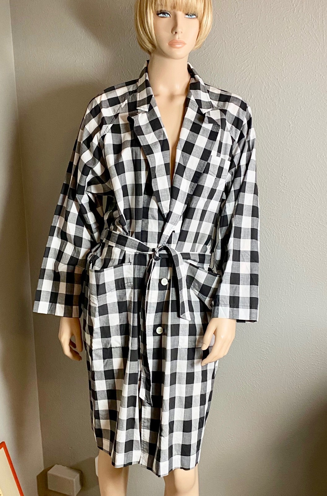 COMME des GARÇONS Robe De Chambre Rei Kawakubo Large Black White Check One Size