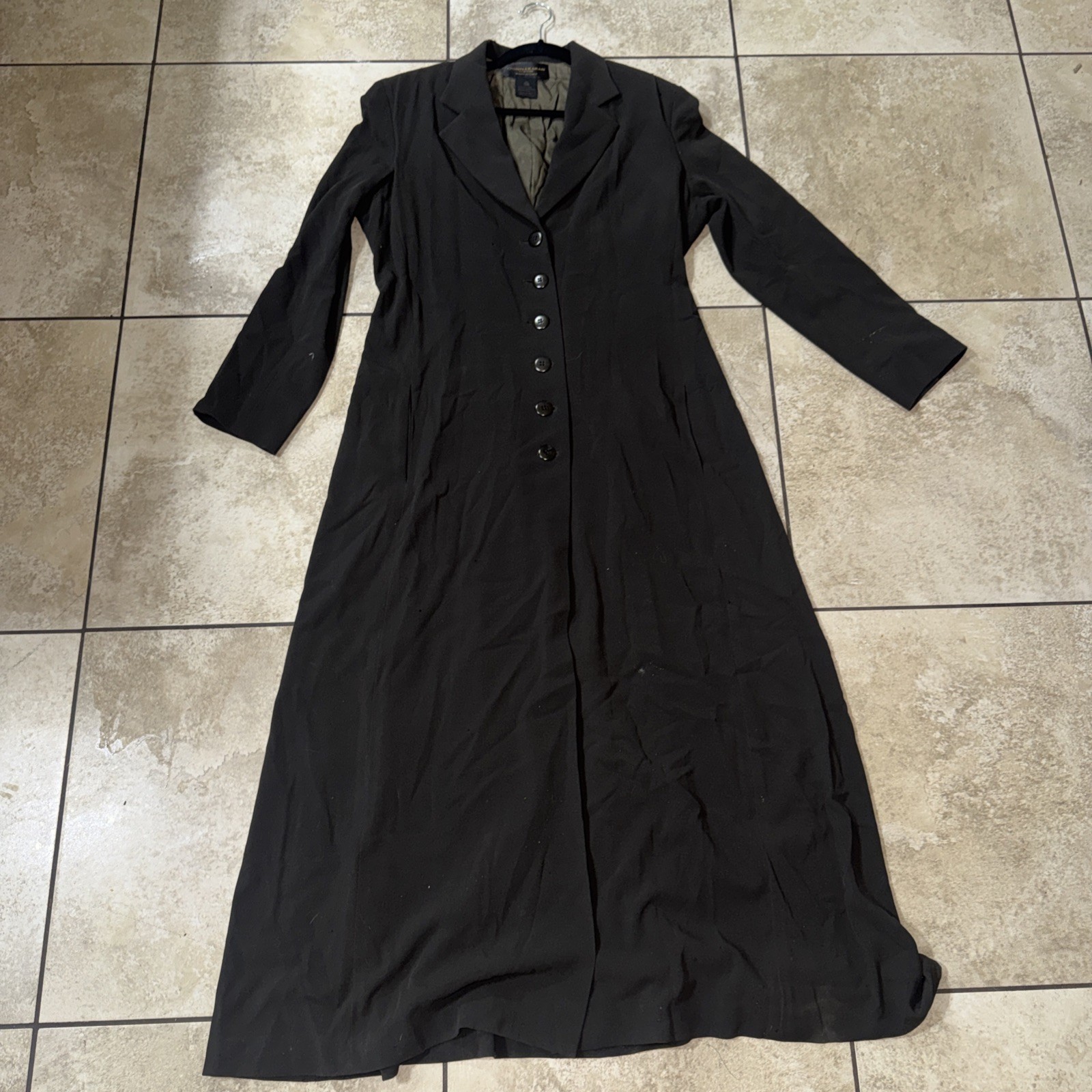 Vintage Donna Karan New York Made in Italy 90s Minimalist Long Trench Coat Brown