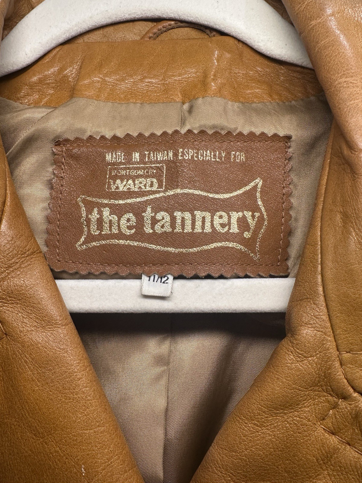 The Tannery Leather Tan Belted Double Breasted Coat Size 11/12