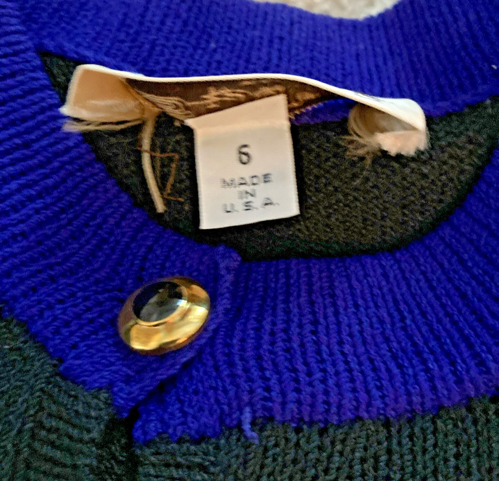 classic vintage St. John Marie Gray knit Santana Dress black / blue sz 6 pockets