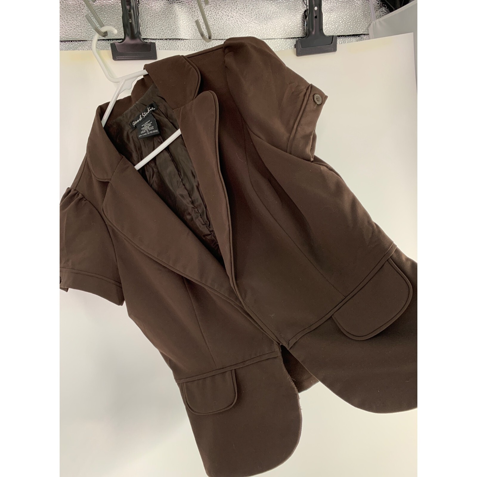 Vintage Y2K Stoorb studio peplum blazer jacket top brown size S/M 5871