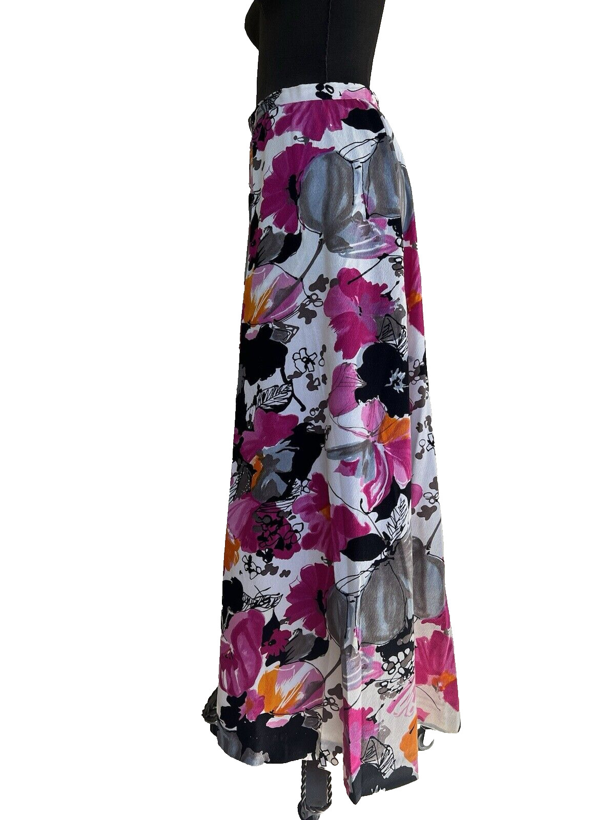 VTG 50’s 60’s Abstract Pink Black Prints Hand Made Barcloth Maxi Poodle Skirt M
