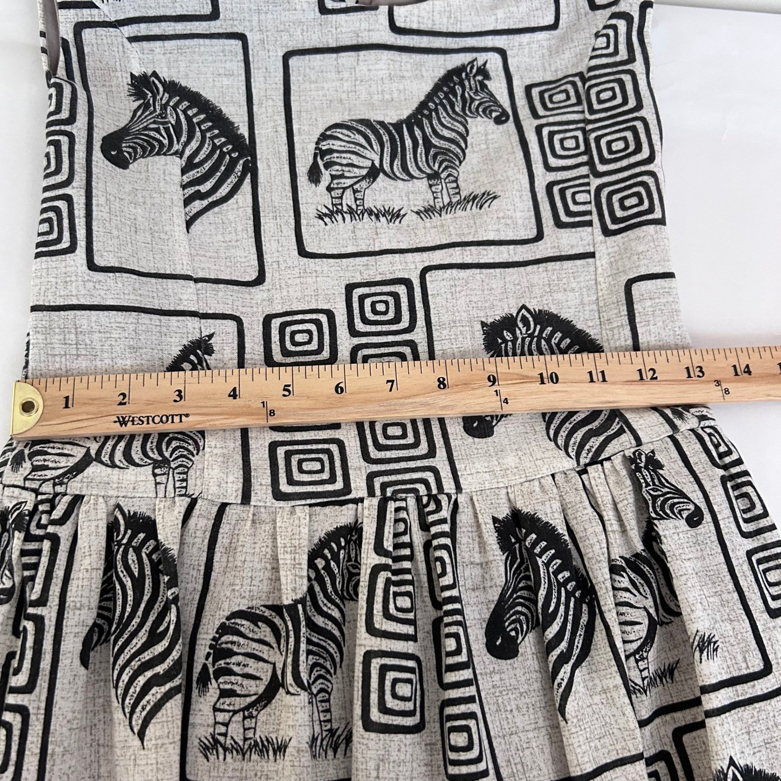 Vintage Zebra Print Fit and Flare Dress Tan Black XS