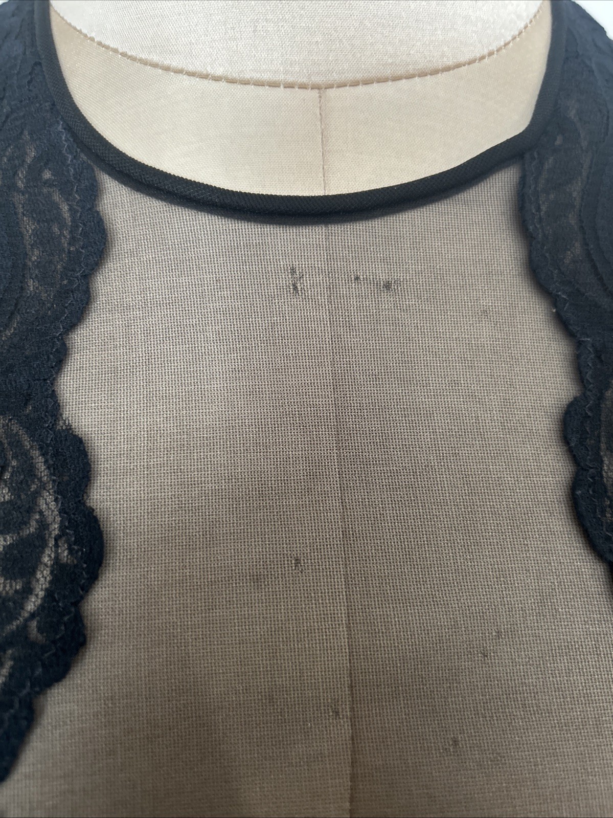 RARE Vtg Glydons Hollywood High Neck Lace Black Nightgown Deep V Low Backless M